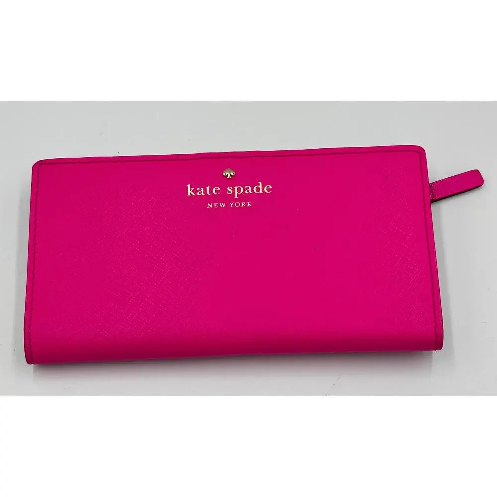 Kate Spade NY Pink Fuschia Mikas Pond Stacy Wallet Card Holder